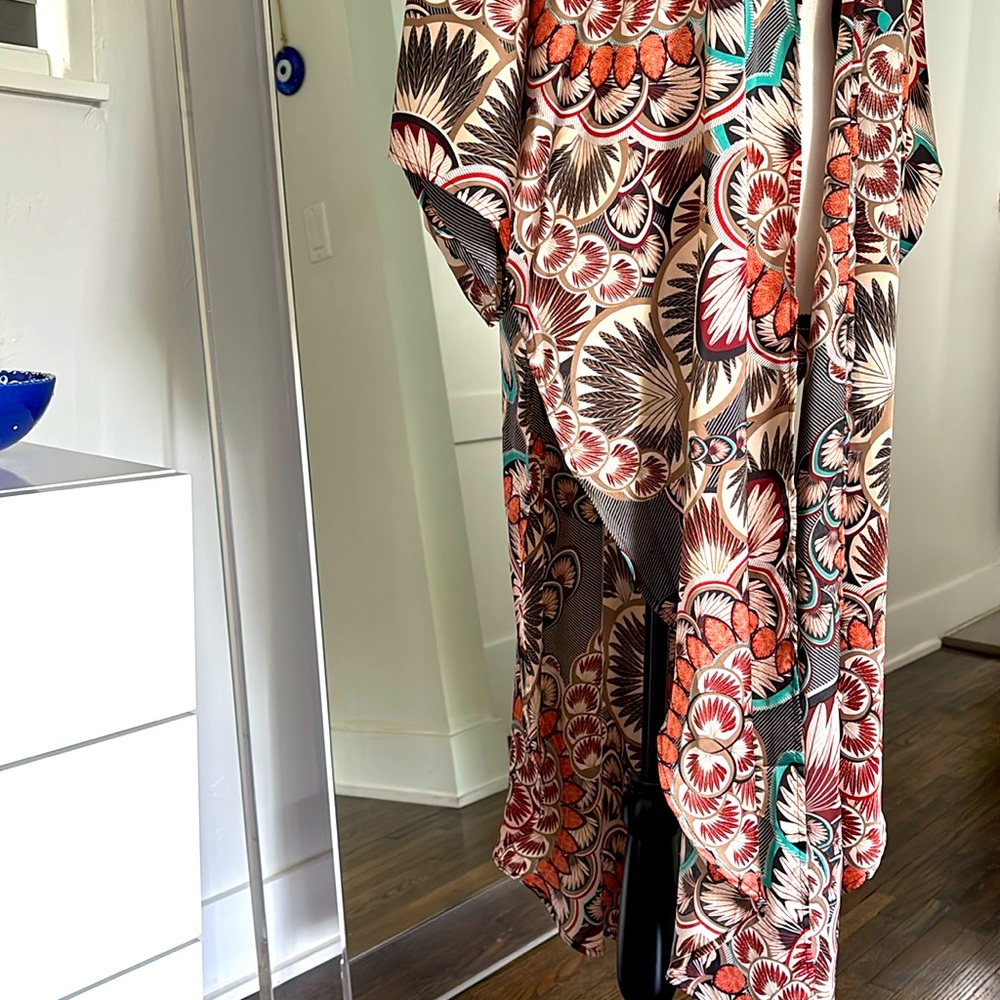 Anthropologie Silky Floral Kimono Cardigan - Picture 3 of 4